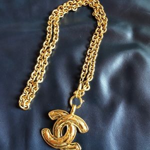 Authentic CHANEL CC gold plated long necklace